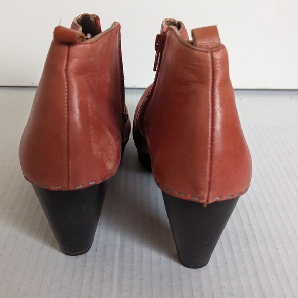 Schuler & Sons Philadelphia Anthropologie Orange Leather Clog Ankle Booties 8 B - Picture 5 of 10